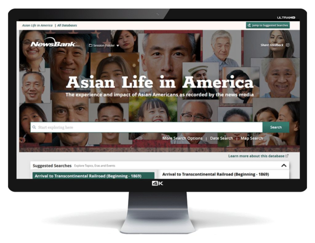 Computer monitor with Asian Life in America homepage on the screen