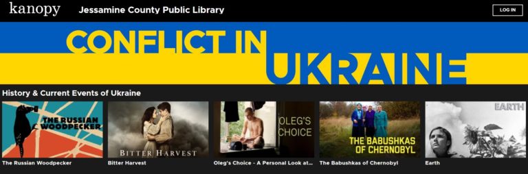 Conflict in Ukraine, a selection of videos available in Kanopy. Click the link to check out the videos.