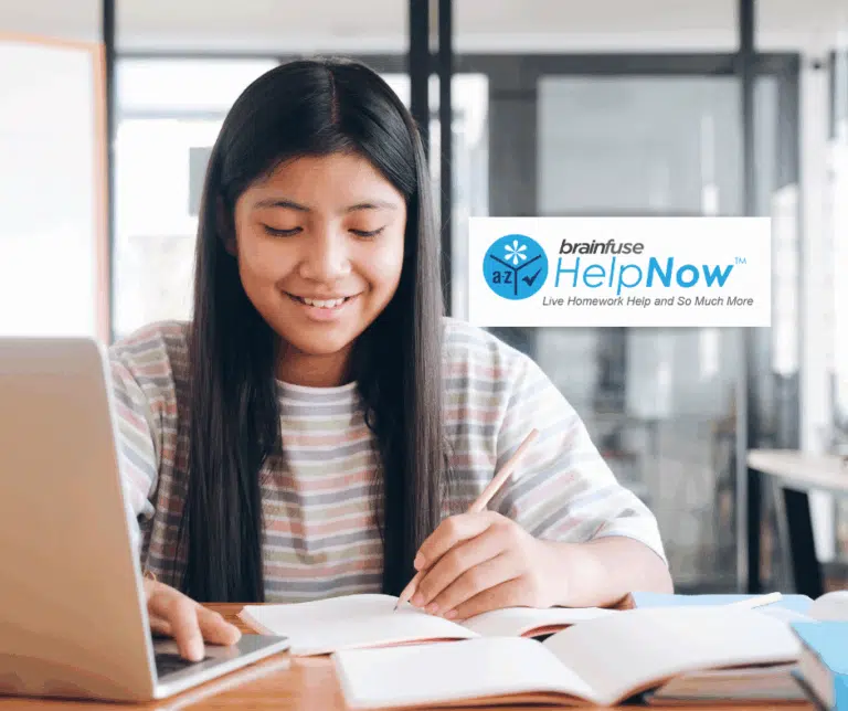 A girl works on homework.