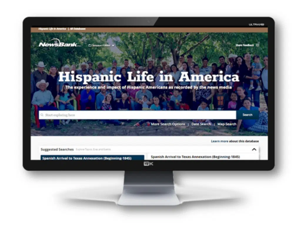 Screen shot of Hispanic Life in America homepage.