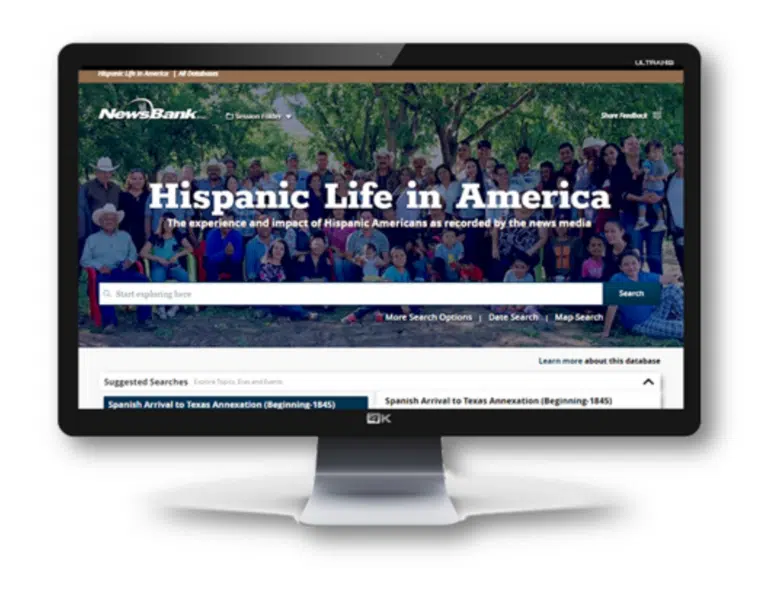 Screen shot of Hispanic Life in America homepage.