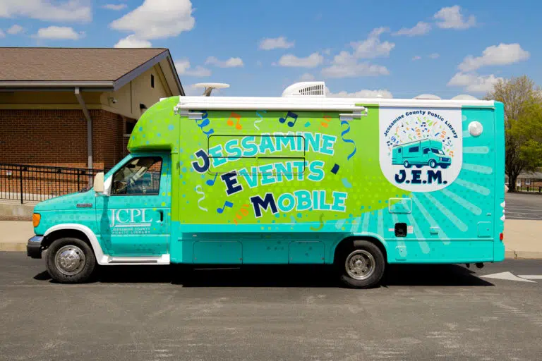 The Jessamine Events Mobile, a colorful outreach vehicle.