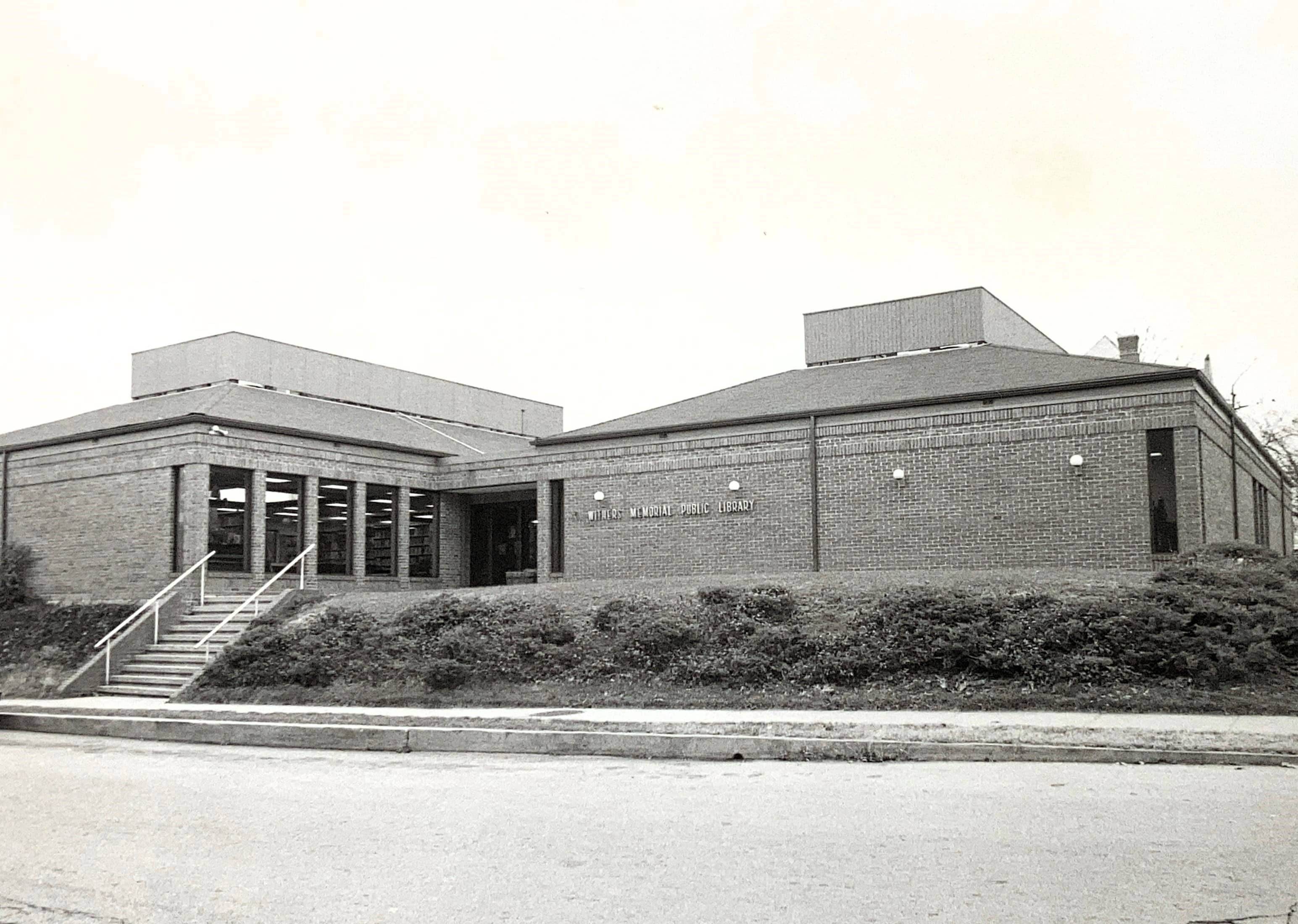 Exterior of Withers Memorial Public Library, circa 1975.