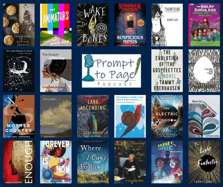 Blog header with book covers of featured guests and Prompt to Page logo