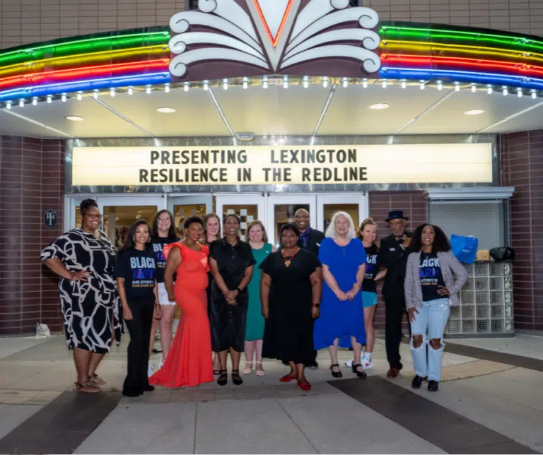 Black Yarn founders and volunteers in front of the Lyric Theatre in Lexington, KY.
