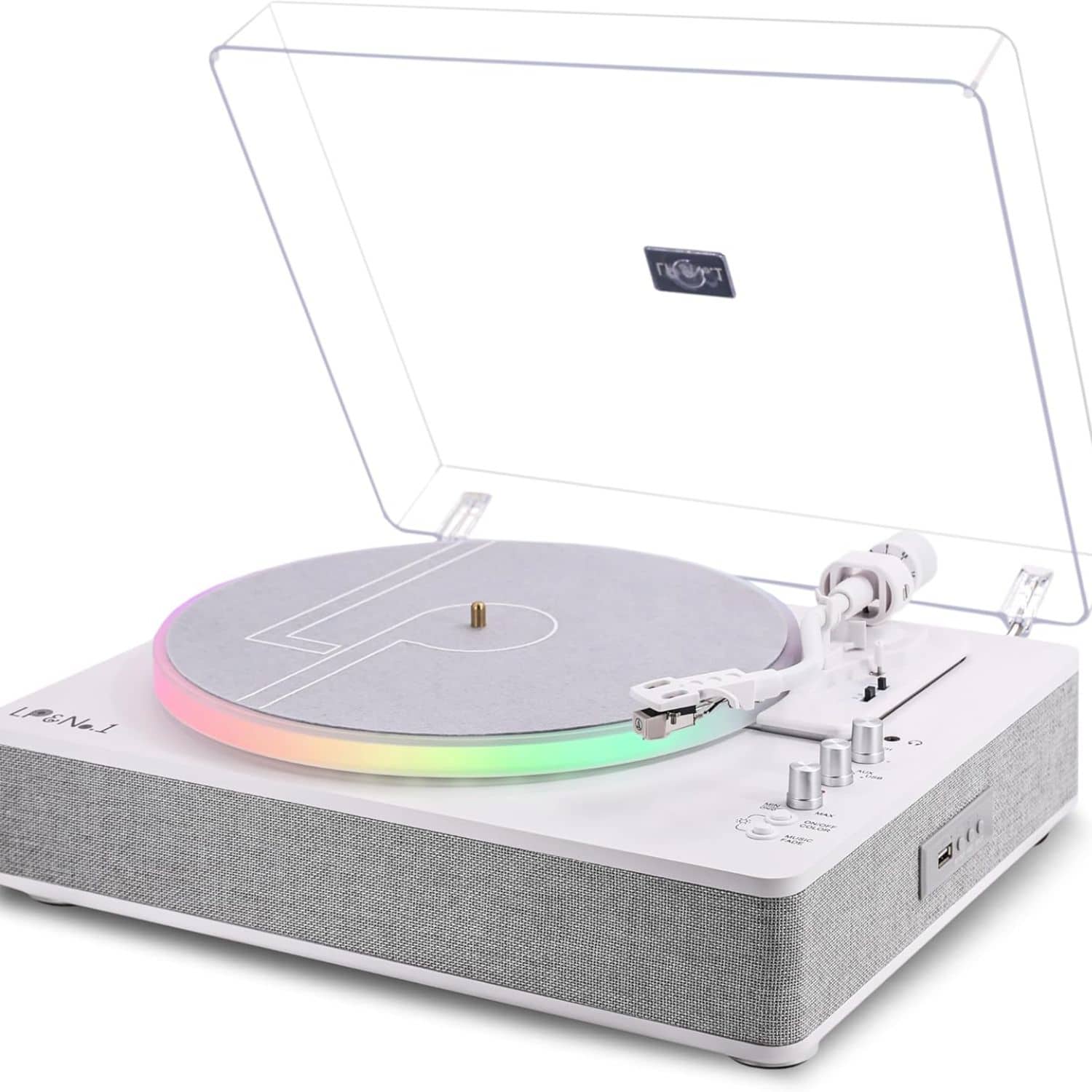 Record player with built-in stereo speaker