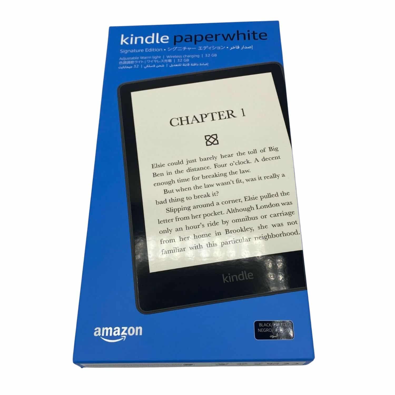 Kindle Signature Paperwhite with wireless charging dock and denim case